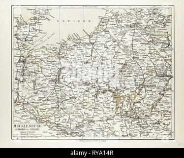 Plan de Mecklenburg Allemagne 1899 Banque D'Images