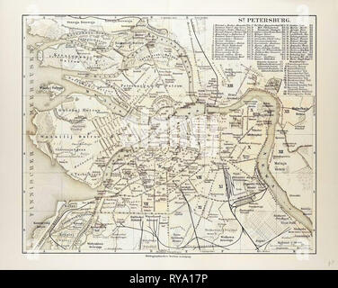 Plan de Saint-Pétersbourg Russie 1899 Banque D'Images