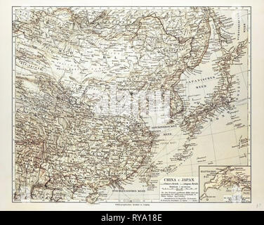 Carte de Chine et Mongolie Japon 1899 Banque D'Images