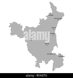 Carte de haute qualité de l'Haryana est un état de l'Inde, avec l'emplacement des villes principales Illustration de Vecteur