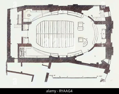 Plan au sol de l'église moderne de Saint Martin de Londres 1874 Outwich Démoli Banque D'Images