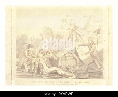 Imprimer montre la mort de Ballonistes Jean-François Pilatre de Rozier et Jules Romain lorsque leur ballon Royal s'est écrasé près de Boulogne, France, le 15 juin 1785, dans ce qui est considérée comme la première catastrophe aérienne Banque D'Images