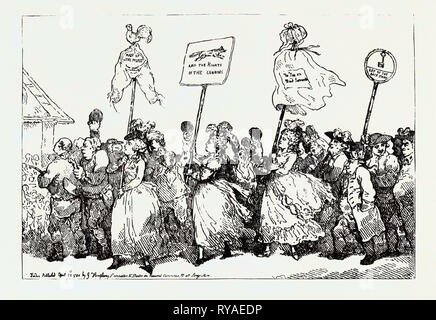T. Rowlandson : Procession à la tribune après le succès de toile, Covent Garden, 1784 Banque D'Images