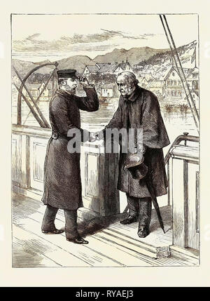 Le Prince de Galles en Norvège : M. Gladstone Visiter le Prince à Molde à bord du yacht royal 'Osborne Banque D'Images