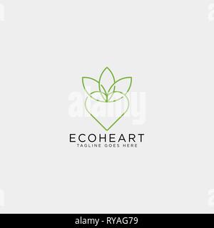 Amour feuille Nature eco modèle logo icône illustration vectorielle élément isolé Illustration de Vecteur