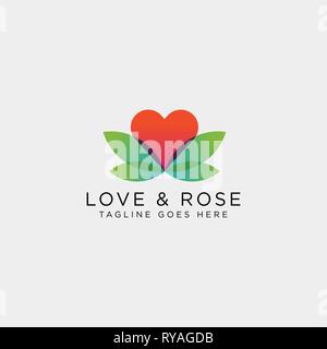 Rose Amour Nature modèle logo icône illustration vectorielle élément isolé Illustration de Vecteur