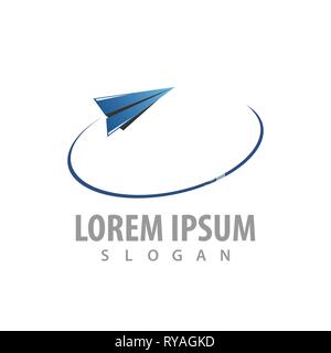 Paper Plane flying concept logo design. L'élément de modèle graphique symbole Illustration de Vecteur