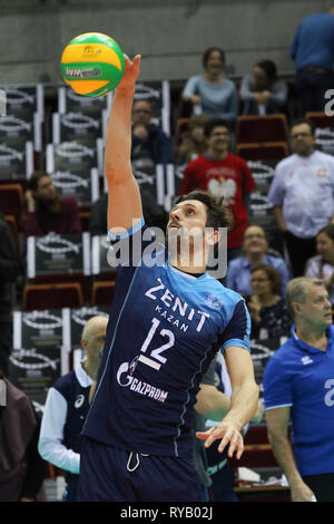 Gdansk, Pologne Mars 13th. 2019 Trefl Gdansk (Pologne) v Zenit Kazan (Russie) CEV Champions League 1/4 de finale - Hommes volley-ball jeu. ALEXANDER BUTKO (12) d'Zenit-Kazan est vu en action © Vadim Pacajev / Alamy Live News Banque D'Images