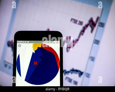 L'Ukraine. Mar 13, 2019. Logo Metro Bank plc vu affichée sur un téléphone intelligent. Crédit : Igor Golovniov SOPA/Images/ZUMA/Alamy Fil Live News Banque D'Images