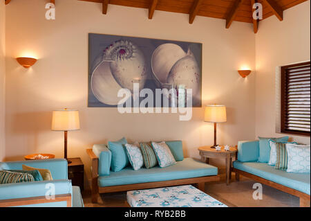 "Salle de séjour dans des zones côtières, Tamarind Cove Antigua' Banque D'Images