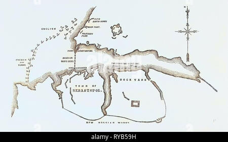 La guerre de Crimée : Plan de l'attaque de la flotte alliée sur les Forts de Sébastopol à 13 h 17 Octobre 1854 Banque D'Images