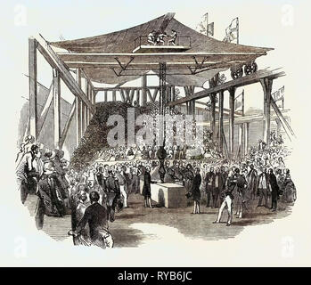 Le comte de Auckland, (Premier Lord de l'Amirauté,) poser la première pierre du nouveau Steam-Yard Morice-Town, 1846, Banque D'Images