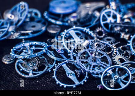 Blue cogs gears wheels collection set Banque D'Images