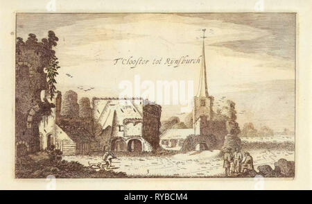 Vue des ruines de l'abbaye de Rijnsburg, les Pays-Bas, l'impression bouilloire : Jan van de Velde II, Robert de Baudous, 1616 Banque D'Images