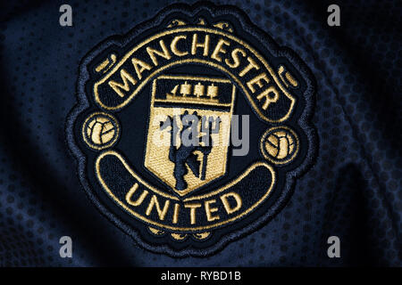 Close up of Manchester United à l'extérieur 2018 2019. Banque D'Images