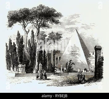 Le cimetière anglais et pyramide de Caius Cestius. Rome Italie Banque D'Images