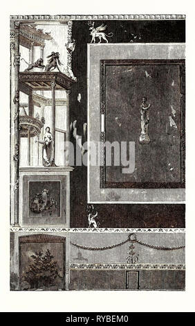 Fresque de la maison de Siricus à Pompéi : Figures de divinités grecques et romaines sur les deux tiers de la taille de la vie Banque D'Images