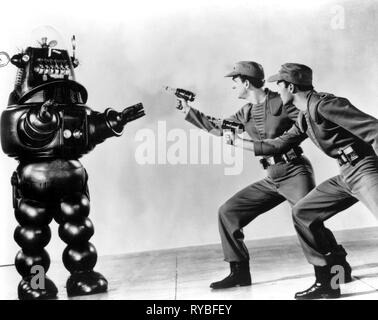 ROBBY LE ROBOT, WARREN STEVENS, Leslie Nielsen, Planète interdite, 1956 Banque D'Images