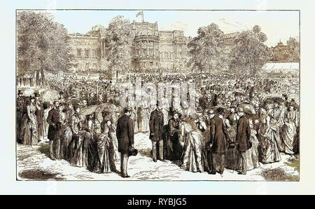 S.a.r. le Prince de Galles assister à Sa Majesté au Royal Jubilee Garden Party qui a eu lieu dans le parc du palais de Buckingham, 1887 Banque D'Images