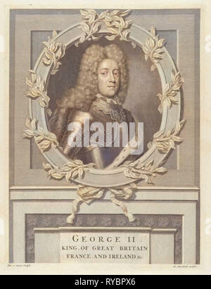 Portrait de George Augustus II de Grande-Bretagne, Philip van Gunst, Matthijs van Marebeek, 1727-1732 Banque D'Images