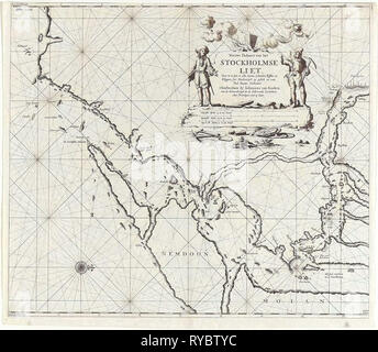 Carte de l'eau autour de Stockholm, Jan Luyken, Johannes van Keulen (I), inconnu, 1681 - 1799 Banque D'Images