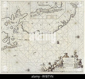 Tableau de la mer d'une partie de la côte de la Norvège, de l'imprimer bouilloire : Jan Luyken, Johannes van Keulen J, inconnu, 1681 - 1799 Banque D'Images