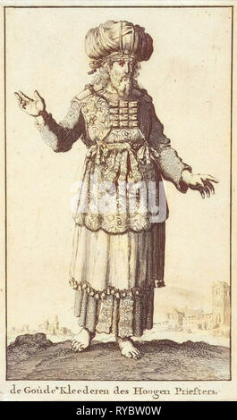 Grand Prêtre dans les vêtements liturgiques (version A), Jan Luyken, Willem Goeree, 1682 Banque D'Images