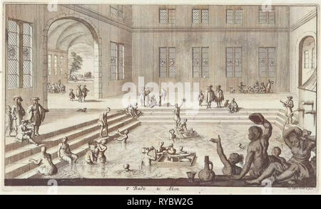 Bathhouse Aix-la-Chapelle, Jan Luyken, 1682 Banque D'Images