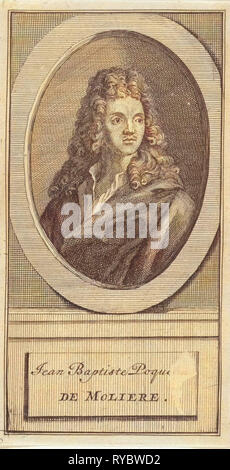 Portrait de Jean Baptiste Poquelin Molière, Caspar Luyken, Nicolaas ten Hoorn, 1705 Banque D'Images