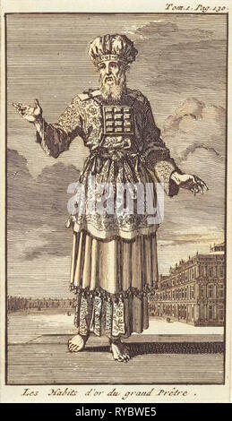 Grand Prêtre dans les vêtements liturgiques, Jan Luyken, Pieter Mortier, 1705 Banque D'Images