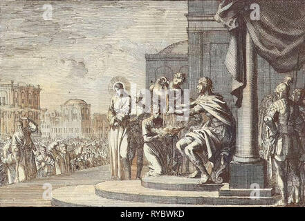 Pilate se lave les mains dans l'innocence, imprimer bouilloire : Jan Luyken, Pieter Mortier, 1703 - 1762 Banque D'Images