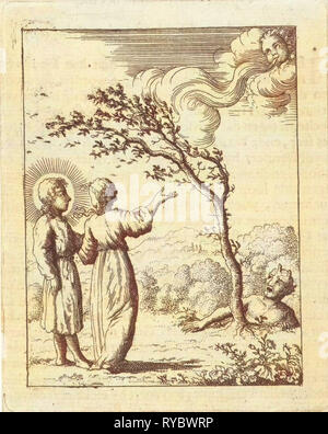Le Christ et l'âme incarnée dans une tempête, Jan Luyken, Pieter Arentsz (II), 1678 - 1687 Banque D'Images