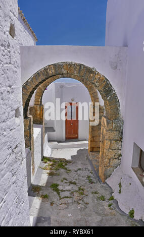 Les routes pavées typiques à Chora (Hora), l'île de Skyros Sporades en Grèce centrale, complexe, mer Méditerranée, Europe Banque D'Images