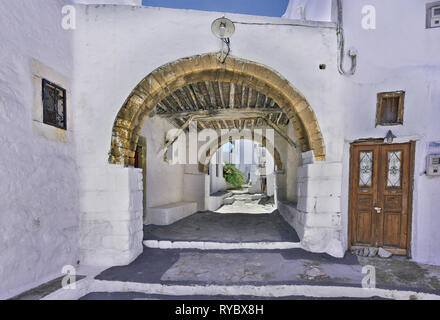 Les routes pavées typiques à Chora (Hora), l'île de Skyros Sporades en Grèce centrale, complexe, mer Méditerranée, Europe Banque D'Images