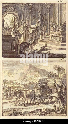 Arche de l'Alliance dans le temple de Dagon, le retour de l'arche de l'Alliance, Jan Luyken, Barent Visscher, Andries van Damme, 1698 Banque D'Images