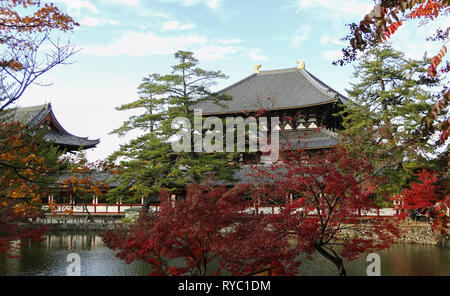 Temple Todaiji à l'automne à Nara, au Japon. Le Japon est l'un de Todaiji plus célèbre et historique des temples et un monument de Nara. Banque D'Images