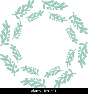 Hand drawn vector olive ronde cadre. Couronne de fleurs avec des feuilles, des baies, des branches d'éléments décoratifs pour la conception. Encre, vintage et rustique. Illustration de Vecteur