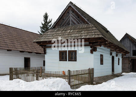 Vintage maisons de musée en plein air du village de Liptov, Pribylina, Slovaquie Banque D'Images