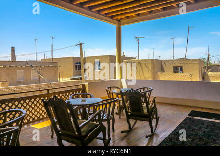 La vieille ville de Khiva Architecture traditionnelle commune Appartement Résidentiel Accueil Chambre Terrasse avec vue ville Banque D'Images