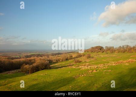 Vue depuis le Dover's Hill près de Chipping Campden, Cotswolds, Gloucestershire, Angleterre Banque D'Images