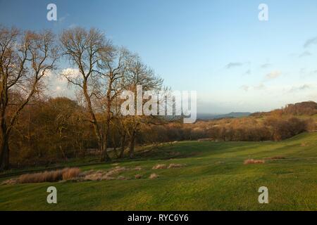 Vue depuis le Dover's Hill près de Chipping Campden, Cotswolds, Gloucestershire, Angleterre Banque D'Images
