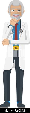 Mature Doctor Infographie Personnage Mascot Illustration de Vecteur