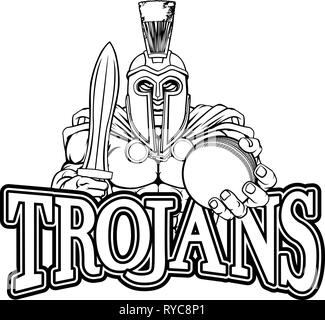 Trojan Spartan Sports Cricket Mascot Illustration de Vecteur