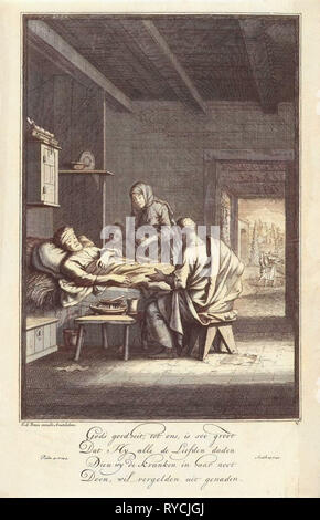 Prendre soin des malades, Jan Luyken, Gerrit de Broen (père), en 1695 ou après - ch. 1740 Banque D'Images