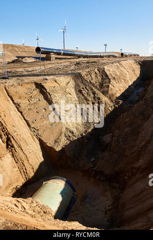 Site de construction du pipe-line de gaz naturel près de EUGAL Wrangelsburg (Allemagne), le 16.02.2019, ce pipeline commence à Lubmin au landing Banque D'Images