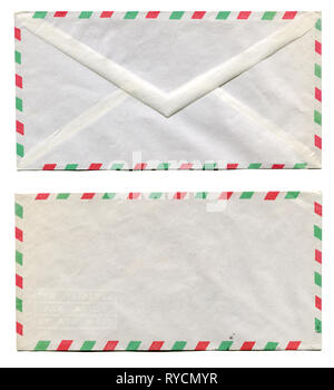 Enveloppe par avion italien âgé, avant et arrière Banque D'Images