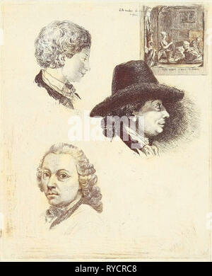 Feuille d'étude avec des portraits de Louis Bernard Coclers et sa famille, Louis Bernard Coclers, 1780 Banque D'Images