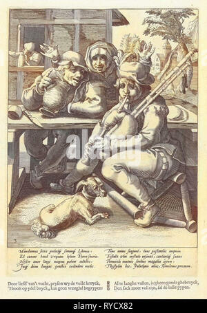 La cornemuse ne donne aucun son, uniquement lorsqu'elle est pleine, imprimer bouilloire : Hendrick Goltzius attribuée à l'atelier de Karel van Mander, I, Franco, Estius 1590 - 1594 Banque D'Images