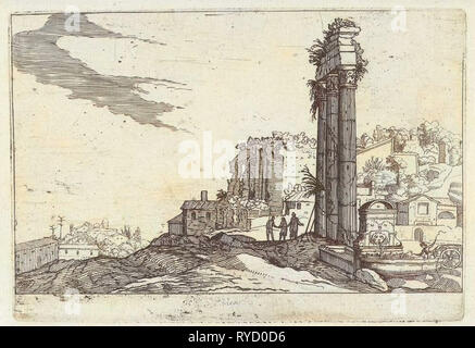 Temple de Castor et Pollux, Willem de Nieulandt II, anonyme, 1594-1685 Banque D'Images