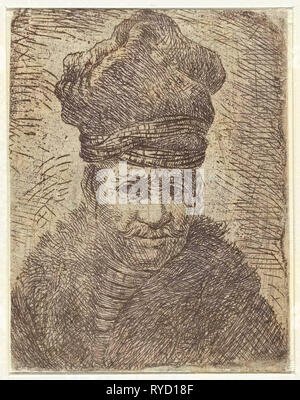 Buste d'un homme avec un chapeau. Anonyme, Jan Gillisz. van Vliet, Beyeren. van Rijn, 1630 - 1700 Banque D'Images